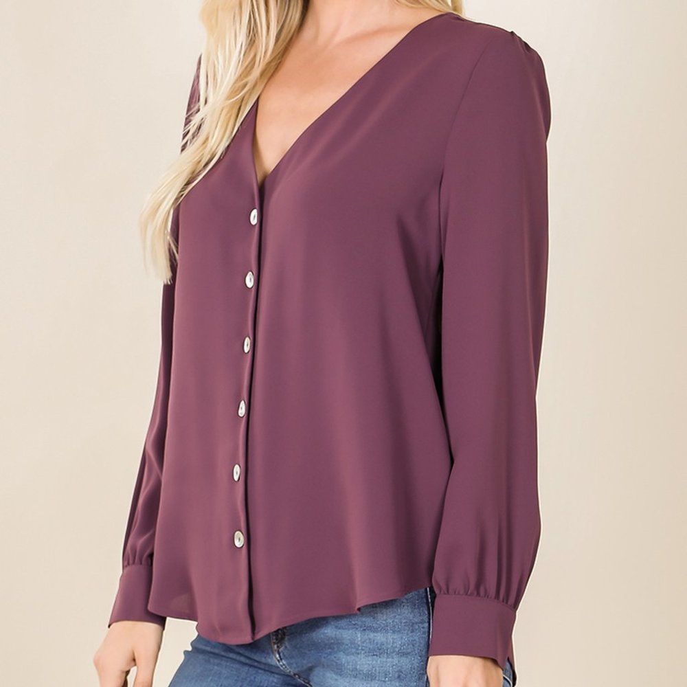 Purple Woven Button Down Shirt